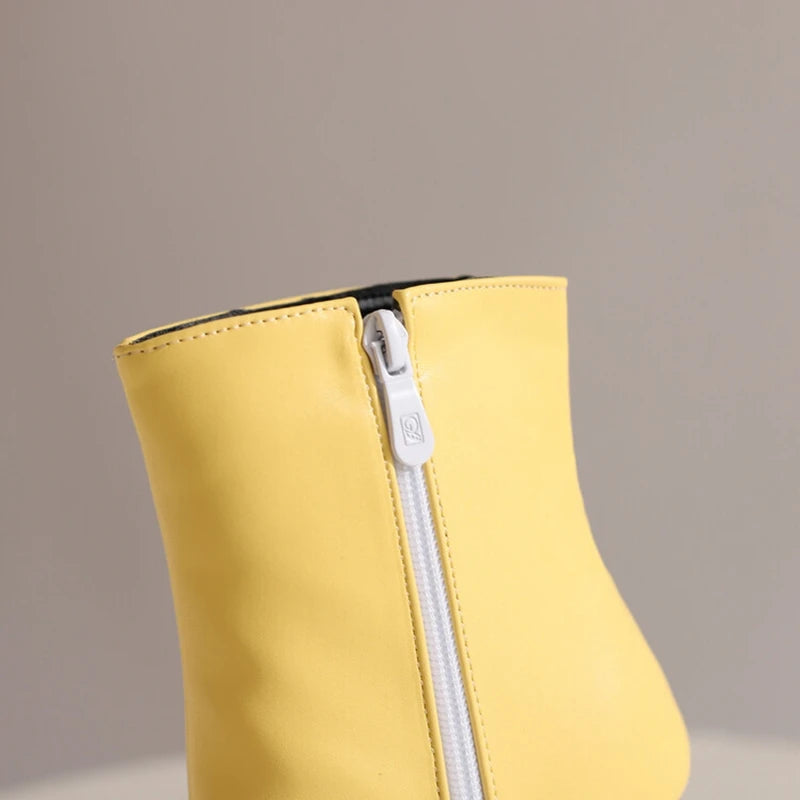 REAVE CAT Sexy Stiletto 12cm High Heel Ankle Boots Leather Party Big Size 44 45 46 47 48 US15 US16 US17 Black Yellow Purple