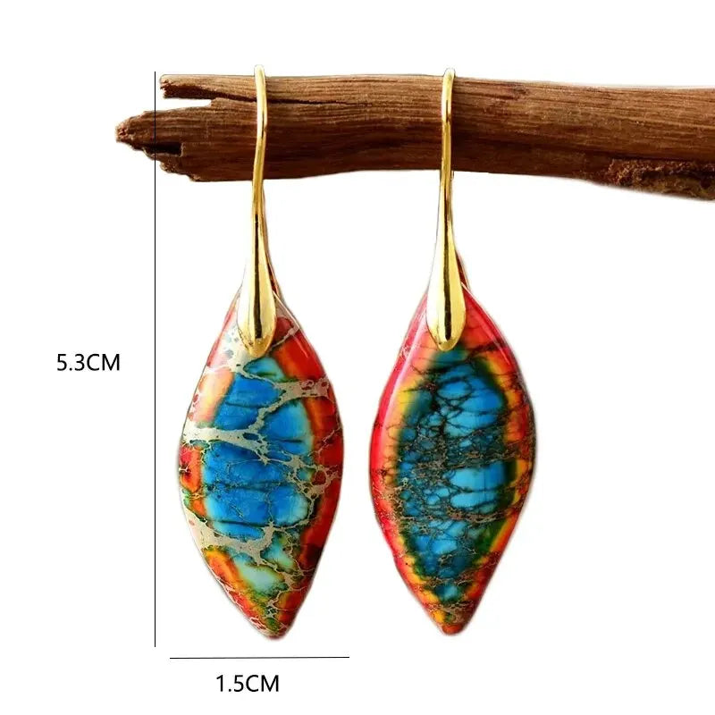 Minimalismo alla moda Diaspri dell'imperatore naturale pendenti Orecchini pendenti da donna Regali etnici eleganti per le vacanze