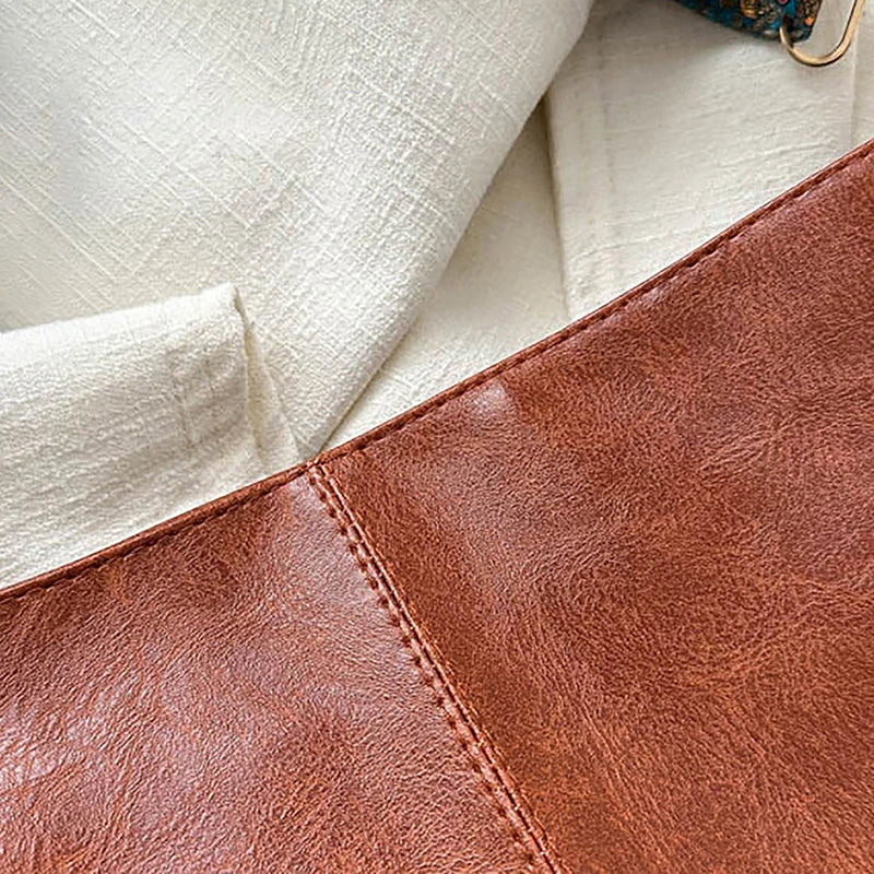 Borsa a tracolla larga con tracolla geometrica Borse a tracolla di grande capacità per donna, borsa da donna retrò in pelle PU per lo shopping e i viaggi