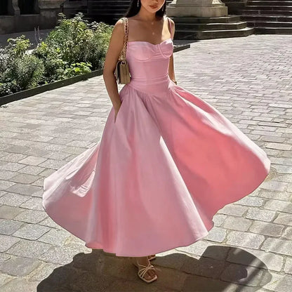 Robe longue bohème sexy d'été pour femme, luxueuse et élégante, col en V, sans manches, robe de plage à fleurs pour femme 2025