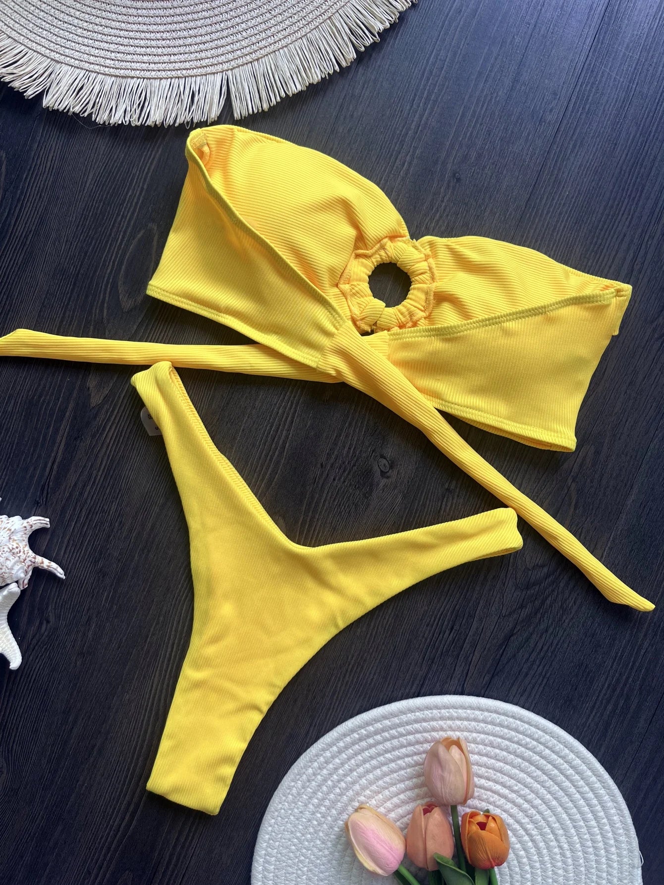 RUOTONGSEPT Bikini 2025 Sexy Bandeau Bademode Damen Brasilianischer Badeanzug Tanga Biquini Zweiteiliger Badeanzug