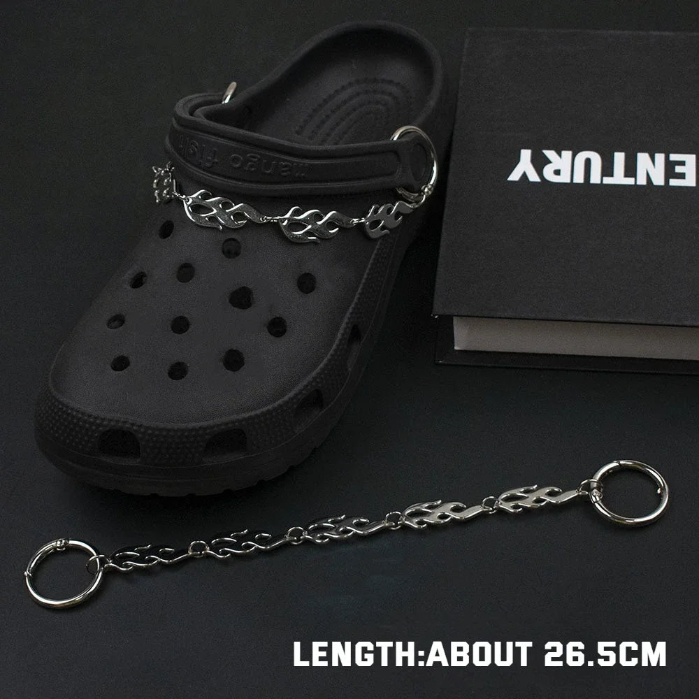 1Pcs Hip-hop Metal Sneaker Decoration Punk Fashion High-top Canvas Shoe Chain Dark Style Pin Men Women Slipper Sandal Accessorie