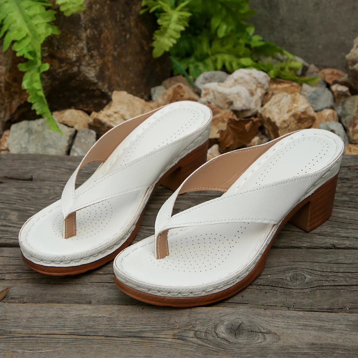 Sandales d'été pour femmes de haute qualité, nouvelle mode, couleur unie, bout ouvert, talons hauts, décontractées, tongs de plage, Zapatos Mujer
