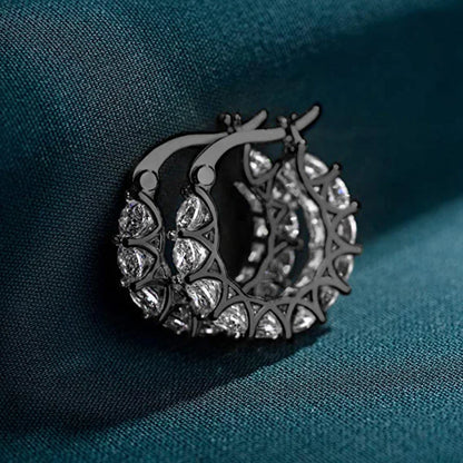 Huitan Orecchini a cerchio da donna unici intarsiati con zirconi brillanti Accessori speciali alla moda Gioielli per la festa nuziale quotidiana