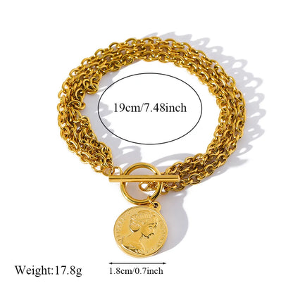EILIECK Bracciale con ciondolo stella marina luna stella color oro in acciaio inossidabile 316L per le donne Nuovo regalo di gioielli con catena da polso alla moda