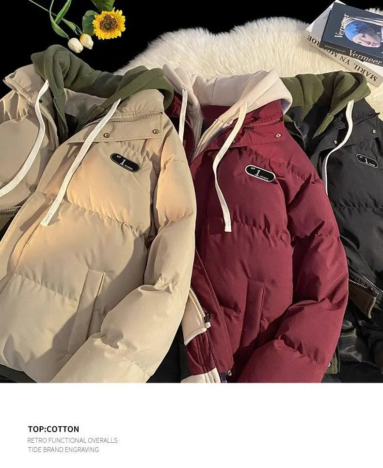 Nuova giacca invernale imbottita in cotone da donna, giacca in cotone con cappuccio in due pezzi Cappotto Parker imbottito in cotone caldo casual femminile