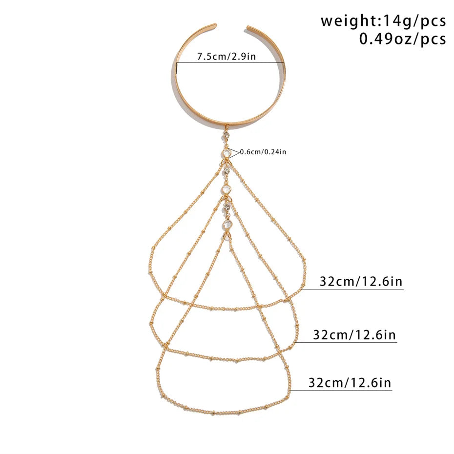 Ingemark 17 Stili Boho Ciondolo in cristallo Braccialetti aperti per le donne Wed Bridal Goth Nappa Braccialetti con braccio a maglie Regalo di gioielli per feste