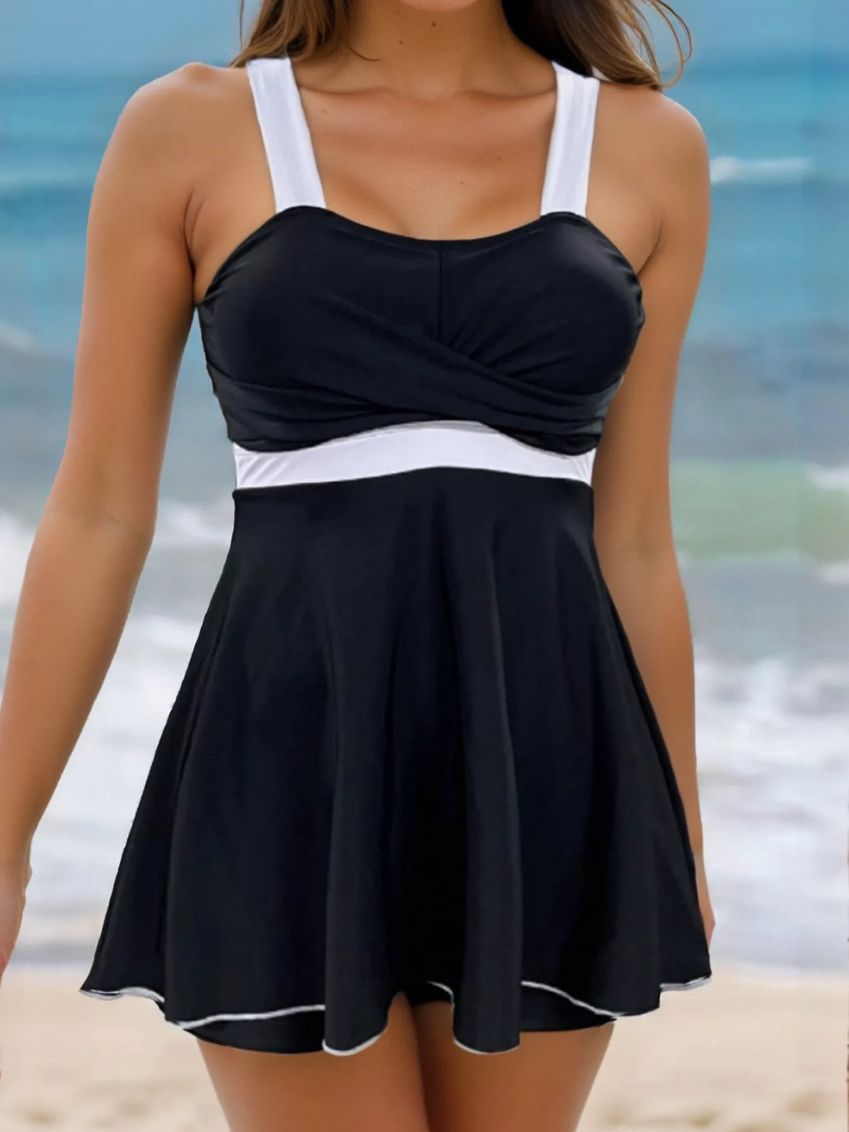 Black Print Tankini Set 2025 New Two Pieces Swimsuits Plus Size Swimwear Women Bathing Suits Beachwear Bikini Swimdress