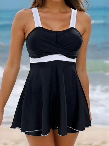 Black Print Tankini Set 2025 New Two Pieces Swimsuits Plus Size Swimwear Women Bathing Suits Beachwear Bikini Swimdress