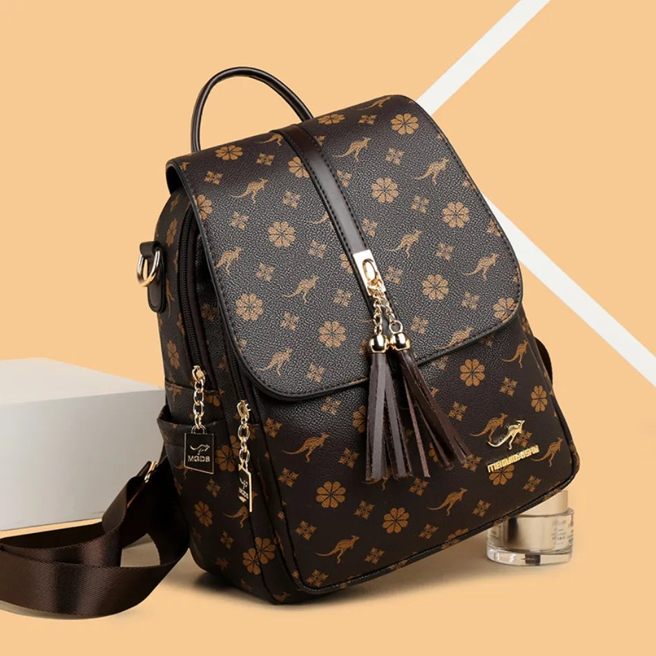 Zaino da donna Designer borsa da donna in pelle di alta qualità stampa di moda di lusso borse da scuola con nappe zaini di grande capacità Sac