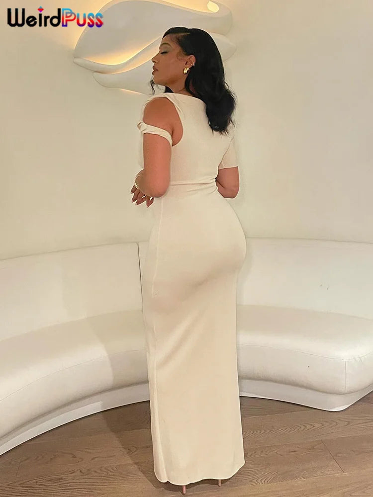 Strano gatto vestito dalla fasciatura donna estate sexy irregolare solido guaina chic elasticizzato a forma di corpo liscio festa di compleanno elegante aderente