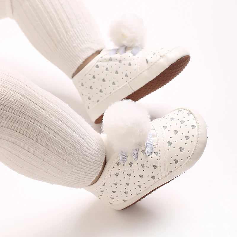 Scarpe da passeggio per bambini, sneakers con stampa e fiocco, calzature casual con suola morbida per neonati da 0 a 18 mesi