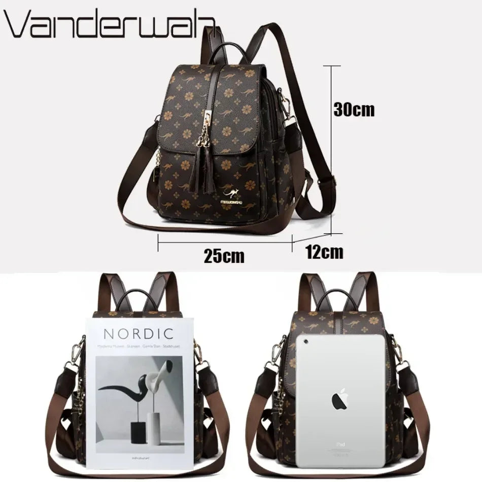 Zaino da donna Designer borsa da donna in pelle di alta qualità stampa di moda di lusso borse da scuola con nappe zaini di grande capacità Sac