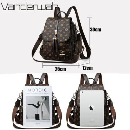 Zaino da donna Designer borsa da donna in pelle di alta qualità stampa di moda di lusso borse da scuola con nappe zaini di grande capacità Sac