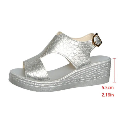 Sandali Donna 2026 Nuovi Sandali Estivi da Spiaggia e Outdoor Comodi con Zeppa Dorata per Donna Design Casual Taglie Grandi