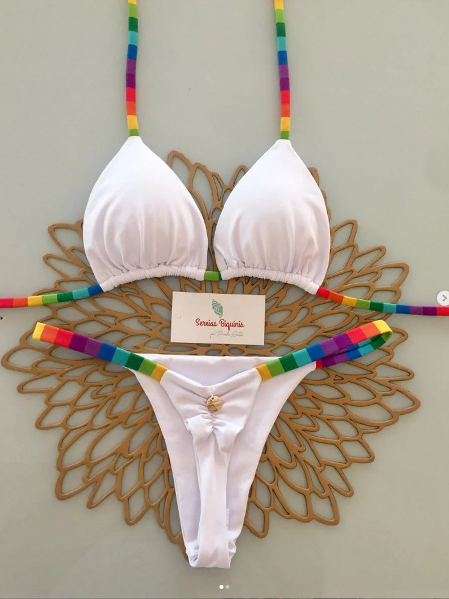 Nouveau maillot de bain brésilien sexy à lacets imprimé pour femmes 2026 Micro maillot de bain dos nu Biquini Maillots de bain Tanga