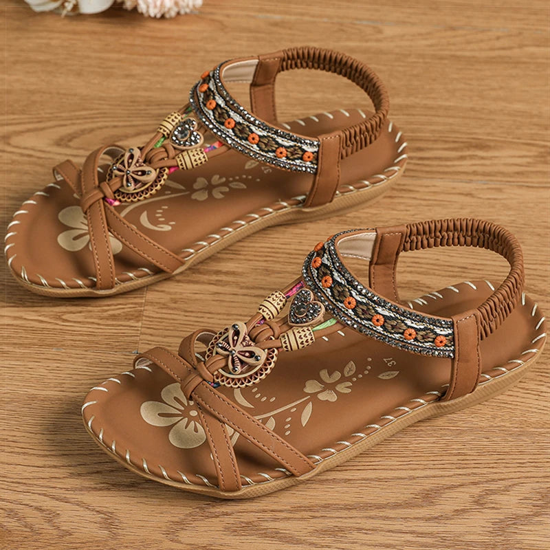 Sandali da donna Sandali estivi stile Boemia Donna Fondo morbido Sandali con tacco basso Scarpe da donna Scarpe antiscivolo Calzature estive