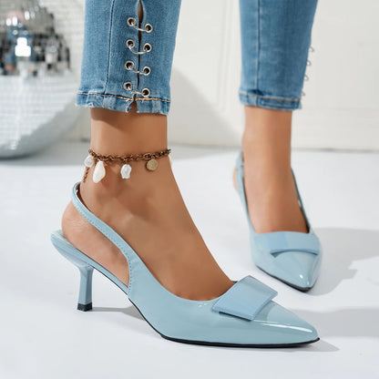 Sandales d'été 2026 pour femme à talon haut, chaussures élégantes à bout pointu avec bride arrière, design tendance pour banquets et fêtes