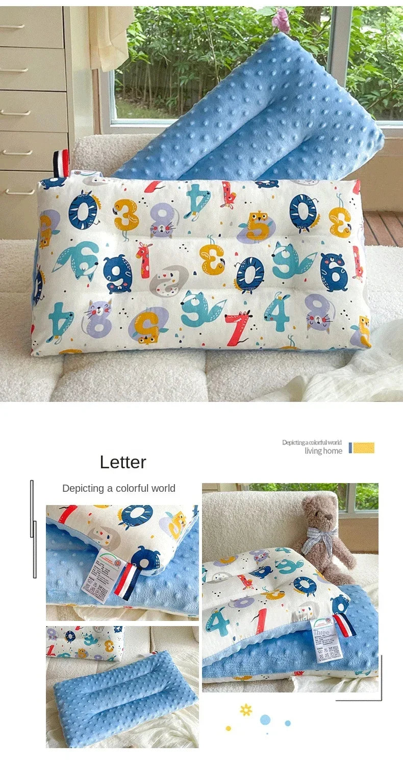 Morbido cuscino per bambini Comodo cuscino per neonato in velluto Poggiatesta per il sonno del bambino Cuscino per bambini traspirante Amore della mamma