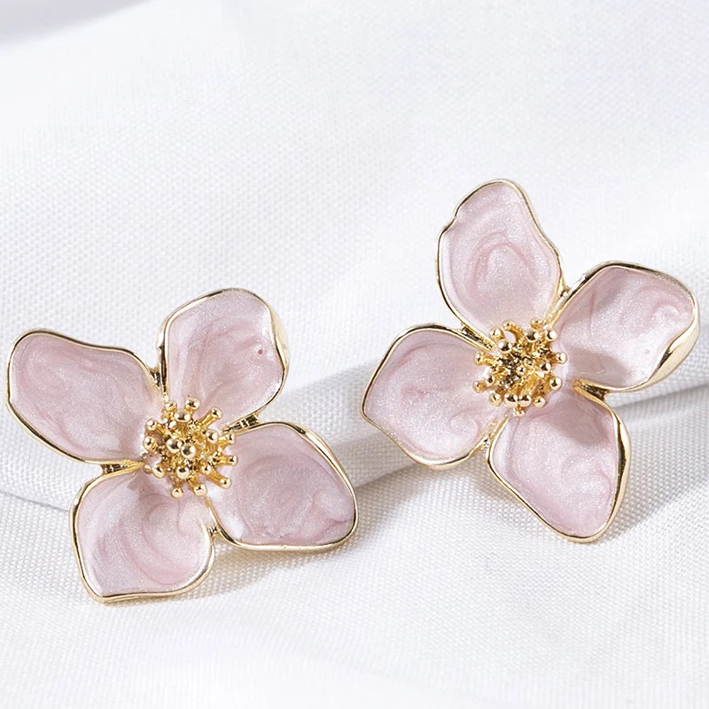 Orecchini a forma di fiore Obega Orecchini a bottone con fiori bianchi rosa Orecchini da donna Primavera Estate Nuovi gioielli carini per ragazze alla moda