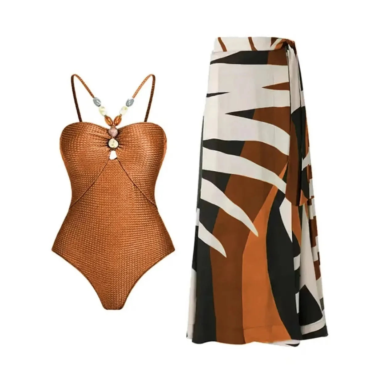 Printed One-Piece Bikini Set Women's Beachwear Tummy Covering Slimming Southeast Asian Sun Protection Style