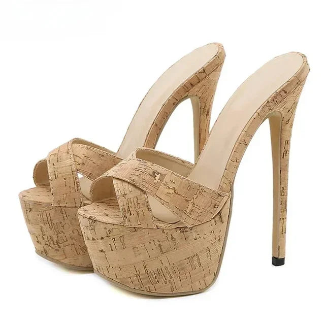 Aneikeh Pantofole con ciabatte ultra alte con piattaforma sexy Bling Scivoli in PU Scarpe da donna di nuova moda per adulti Estate Roma Classici a pois