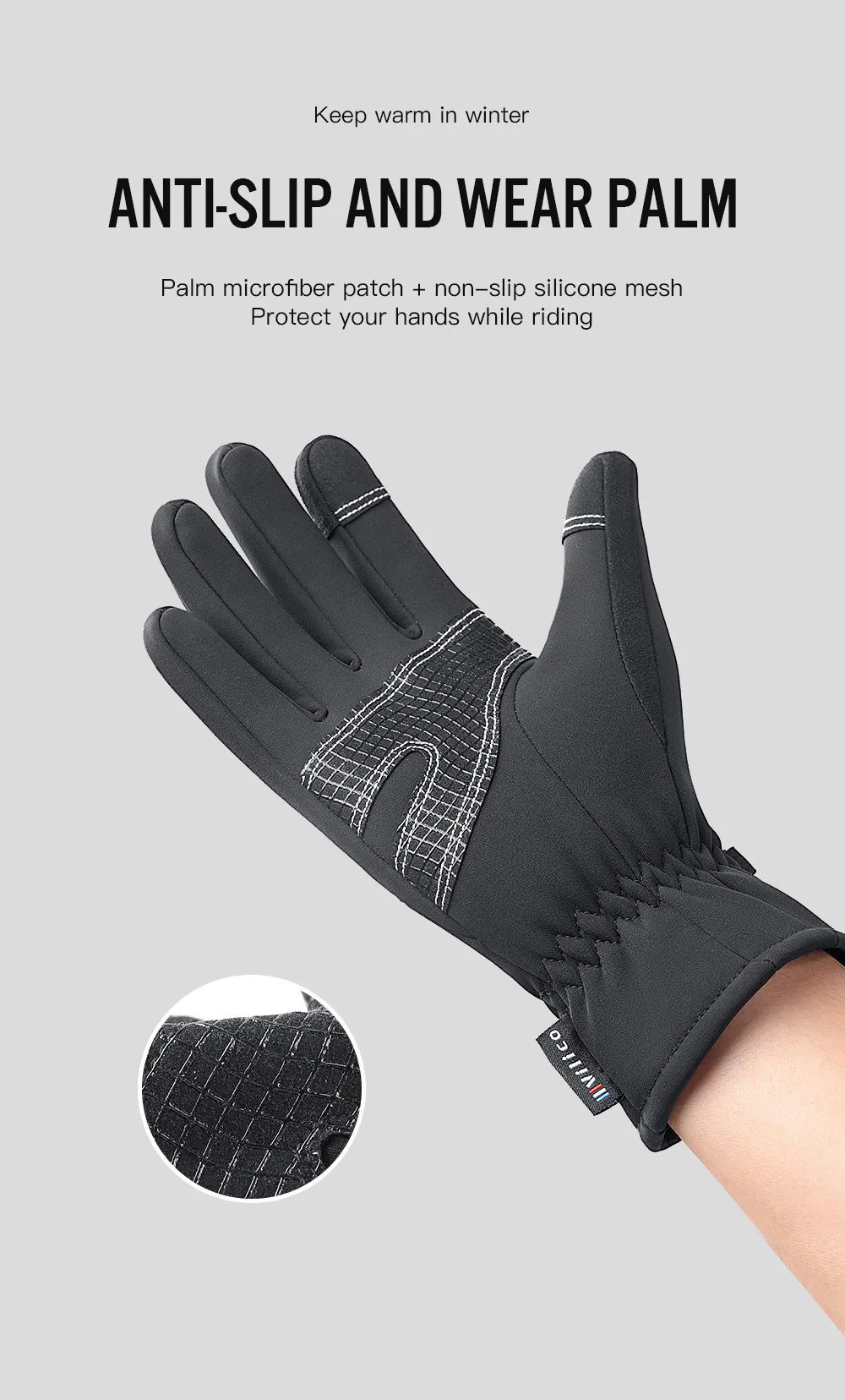 Guanti da ciclismo impermeabili invernali da uomo Sport all'aria aperta Corsa da moto Sci Touch Screen Guanti in pile antiscivolo Caldi dita intere