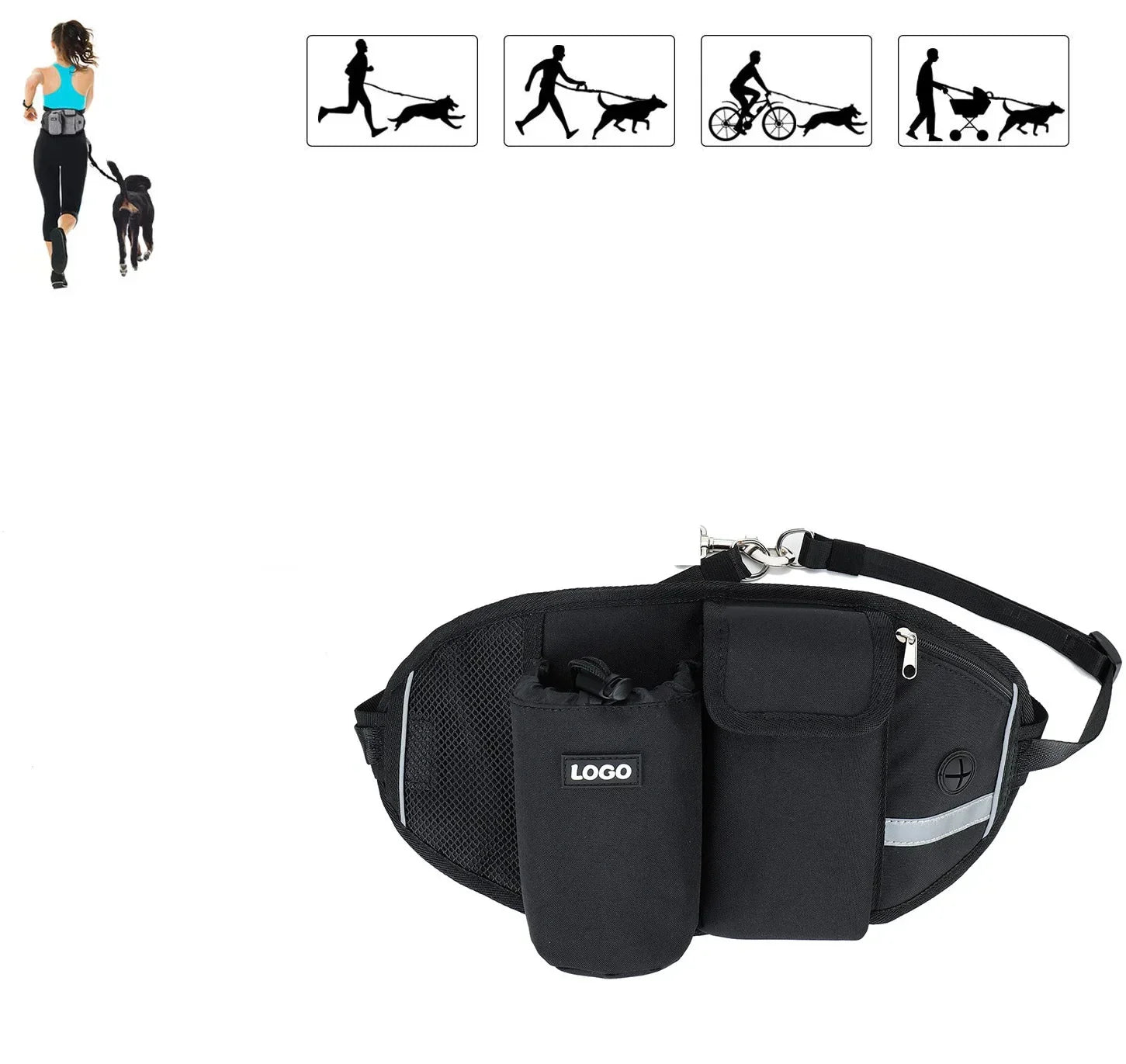 Nuovo marsupio per animali domestici all'aperto con corda da traino Sport multifunzionali Corsa Allenamento fitness Marsupio da passeggio per cani Forniture per animali domestici