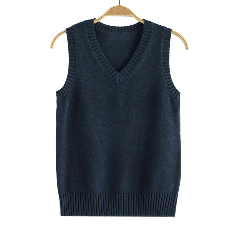 Stile Preppy Adolescente Scuola Ragazze Uniforme Maglioni senza maniche Gilet lavorato a maglia Studenti Y2K Lolita Pullover Gilet Donna JK Top