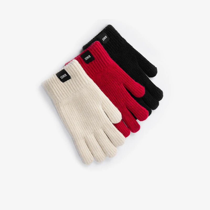Guanti touchscreen Semir in maglia da uomo inverno 2025 abbigliamento a mano caldo morbido pile elastico confortevole ciclismo coppia casual