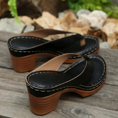 Sandales d'été pour femmes de haute qualité, nouvelle mode, couleur unie, bout ouvert, talons hauts, décontractées, tongs de plage, Zapatos Mujer