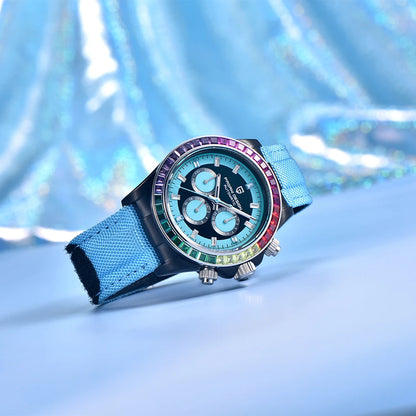 PAGANI DESIGN Orologio meccanico da uomo di lusso 40mm Orologio con cronometraggio multifunzionale Lunetta arcobaleno Vetro zaffiro Orologi da uomo PD1732