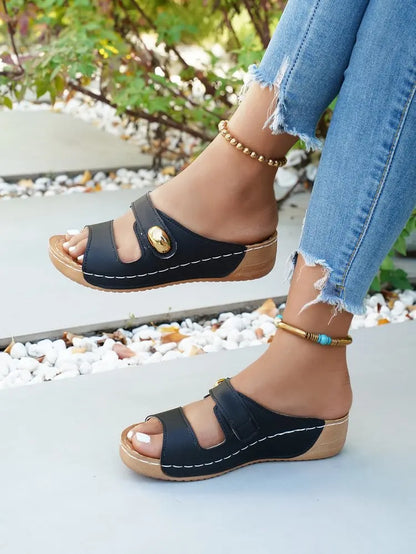 Sandales décontractées d'été pour femme à talon, chaussures compensées basses pour femme, chaussons d'intérieur et d'extérieur, chaussures d'été à talon