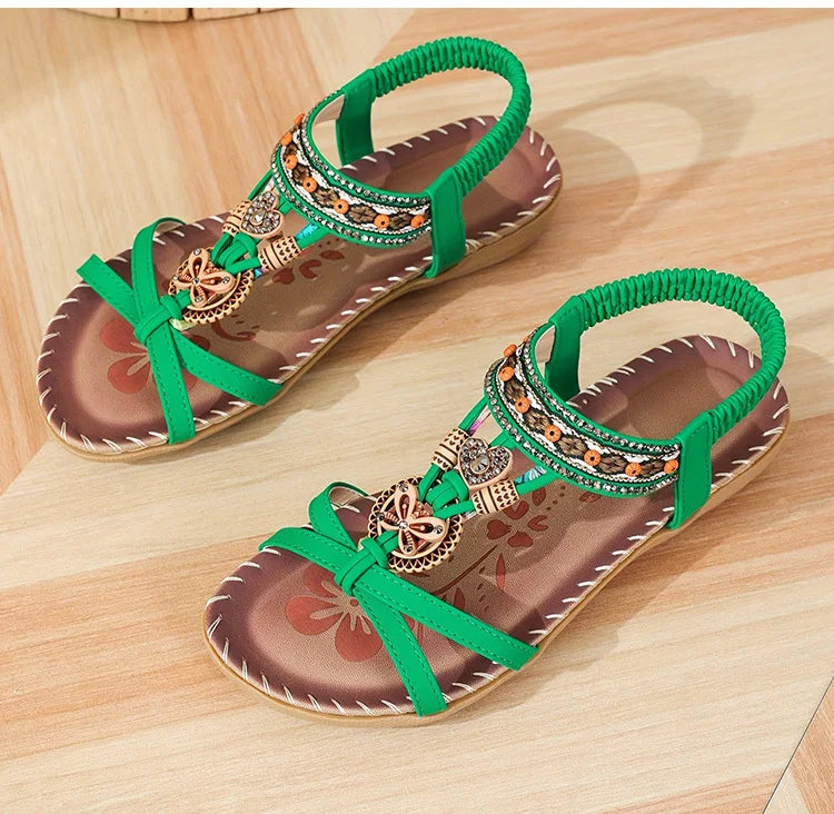 Sandali da donna Sandali estivi stile Boemia Donna Fondo morbido Sandali con tacco basso Scarpe da donna Scarpe antiscivolo Calzature estive