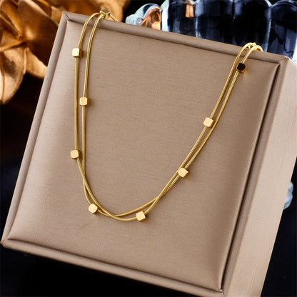 DIEYURO Collana a catena di perle con perline geometriche in acciaio inossidabile 316L per le donne Nuove ragazze punk girocollo spesso gioielli regali per feste