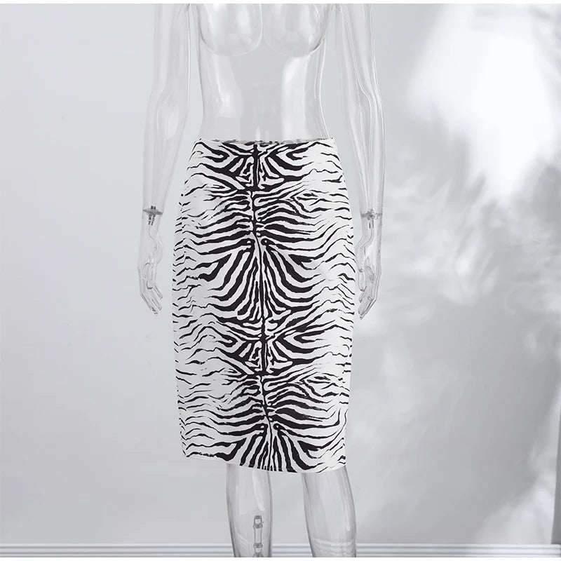Gonna midi a righe zebrate da donna, a vita alta, dritta, elegante, aderente, casual, lunga, 2026, outfit moda street estivo e autunnale