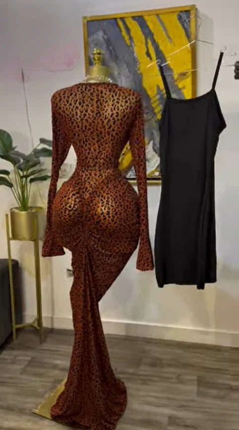 CM.YAYA 2025 Autunno Donna Manica lunga Maglia impilata Vedi anche con fodera Aderente Abito lungo da sera Compleanno Abiti da festa sexy