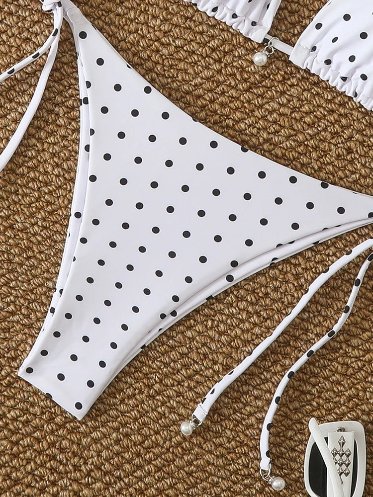 Sexy Micro-Bikini-Sets mit Perlenpunkten, Bademode 2026, Badeanzug für Damen, Strandmode, Damen-Strand-Sommer-Bikini, zweiteiliger Badeanzug