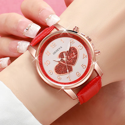 1/4PCSt Orologi da donna alla moda Orologio al quarzo con quadrante a cuore Cinturino in pelle casual Orologi da polso da donna Reloj Mujer (senza scatola)