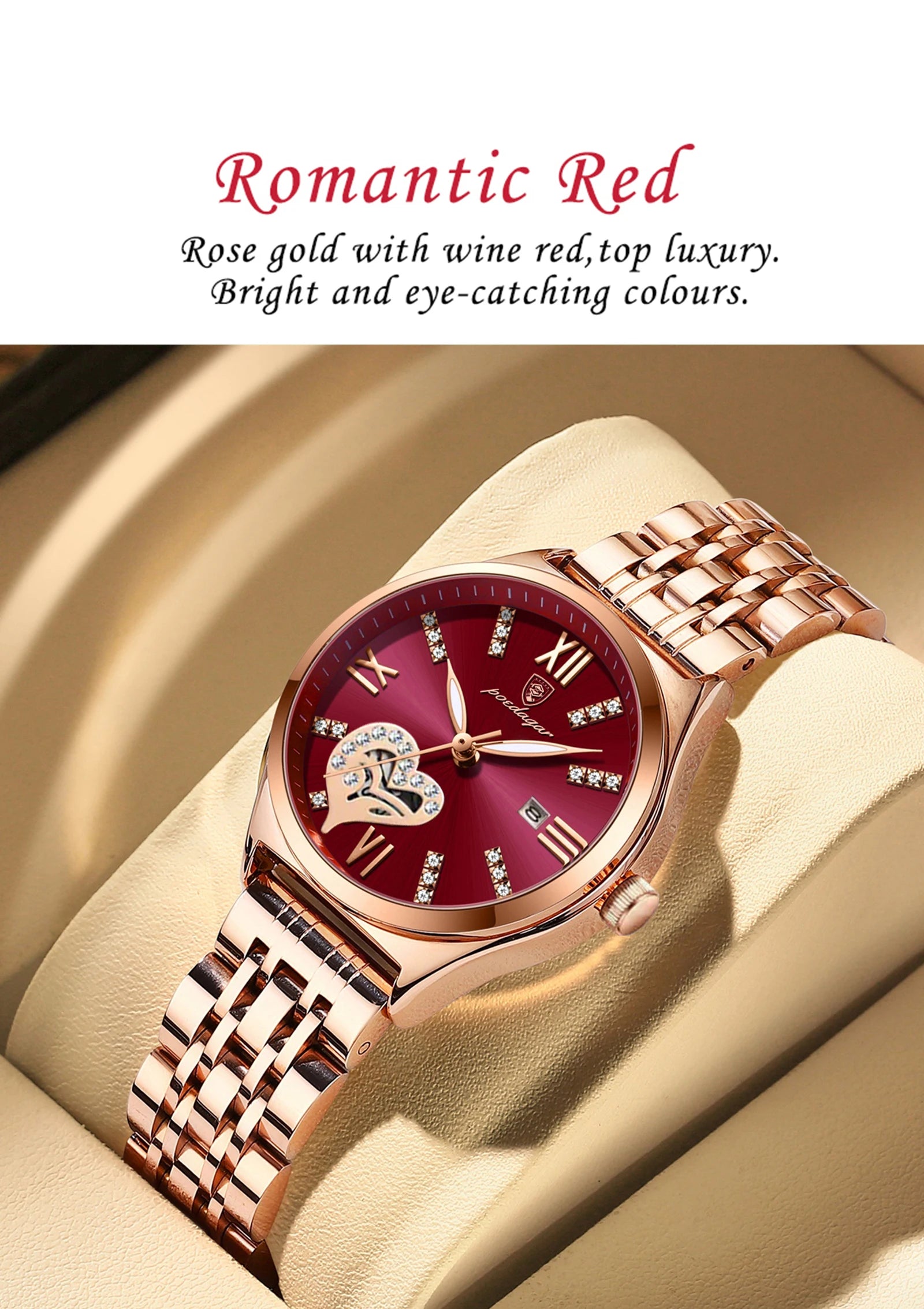 Orologi di lusso POEDAGAR per donna, impermeabili, luminosi, con datario, in acciaio inossidabile, casual, orologio da polso al quarzo da donna.