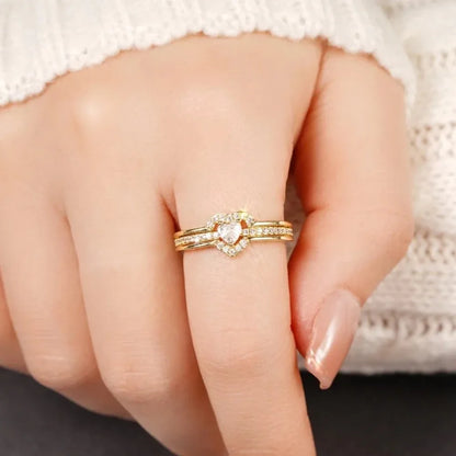 Anello Nuziale Romantico in Argento Sterling 925, Gioiello Femminile con Cuore Brillante in Zirconia, Accessorio per Dito, Anello di Fidanzamento