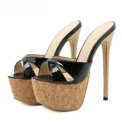 Aneikeh Pantofole con ciabatte ultra alte con piattaforma sexy Bling Scivoli in PU Scarpe da donna di nuova moda per adulti Estate Roma Classici a pois