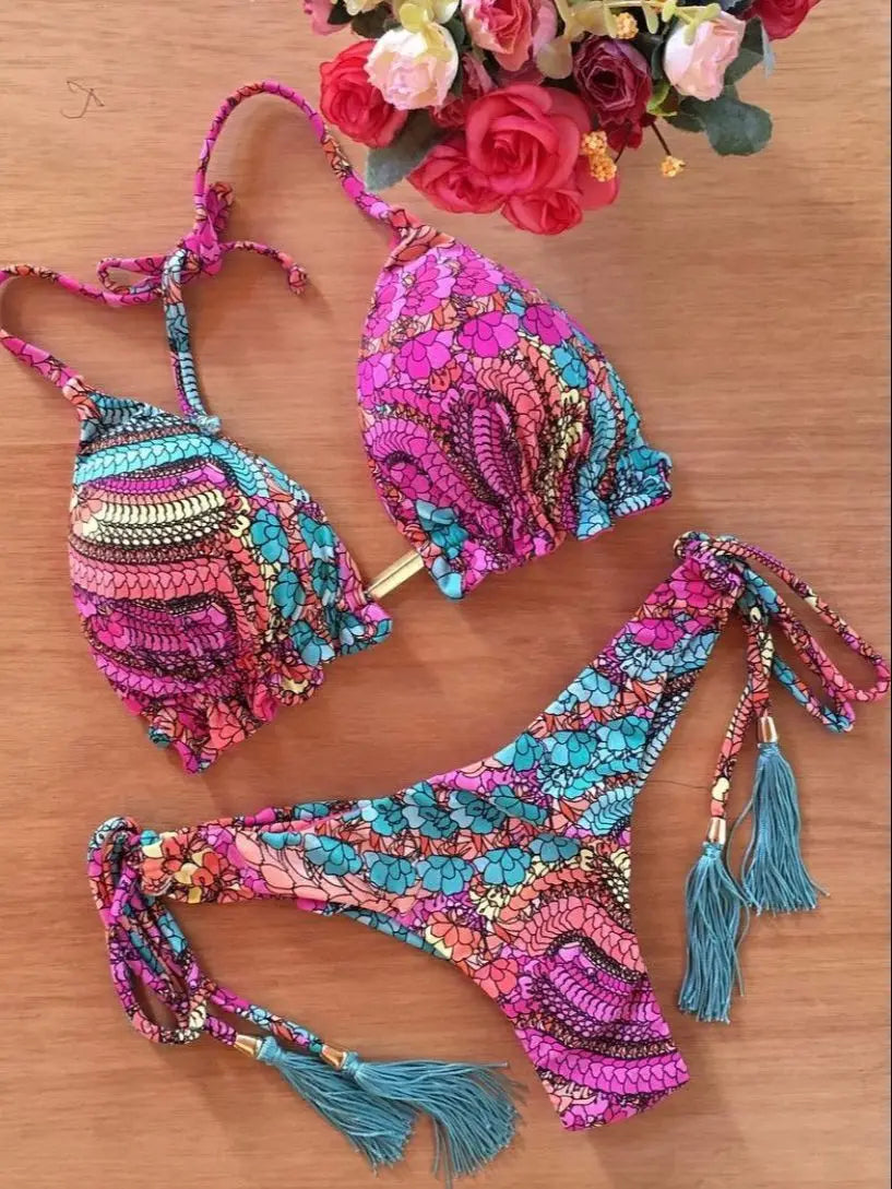RUOTONGSEPT Sexy Print Bikinis Set Women Swimsuit Bandage Two-Piece Swimwear Brazilian Biquínis Beachwear Bathing Suit 2023 New