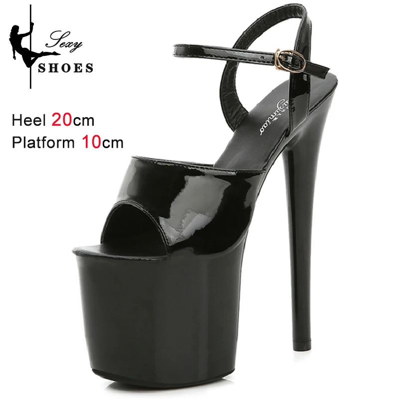 Women Sexy Show Sandals 20 CM High Heels Sexy Platform Color Sandals Girls 8Inch Super High Heels Shoe for Party Club Stripper