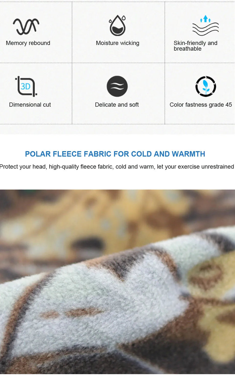 GTUBIKE Nuovo Cappello a cuffia mimetico Morbido berretto in pile polare per l'autunno inverno Uomo All'aperto Tenere al caldo Orecchio protetto Melone Street Cap