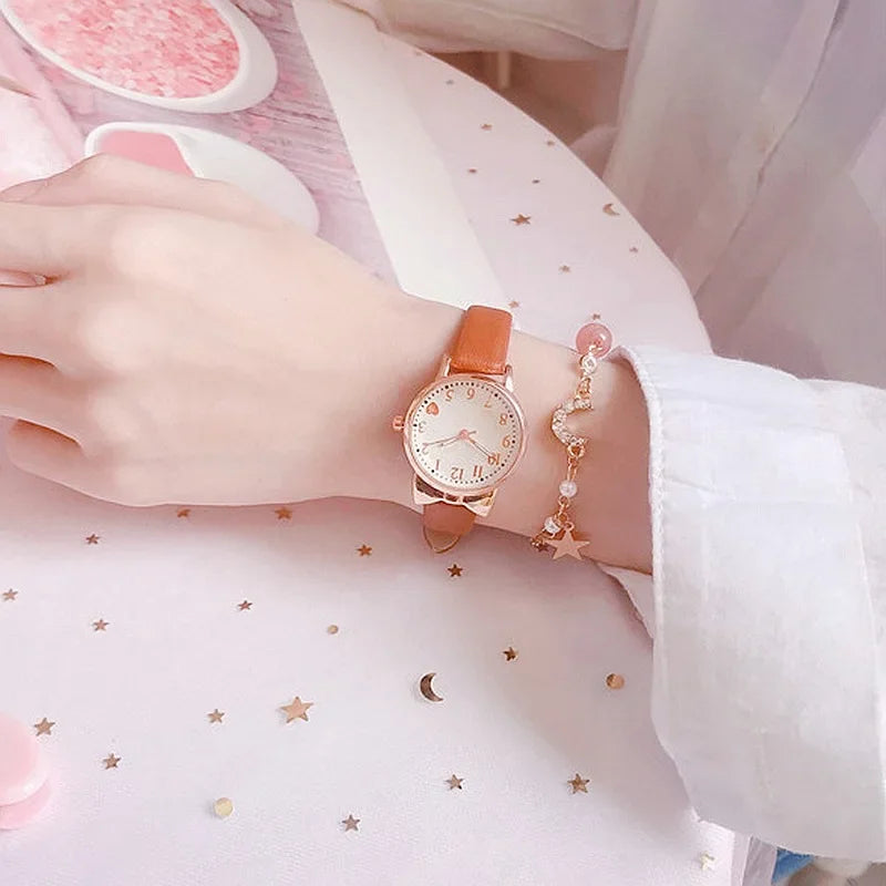 2023 Fashion Kids Love quadrante digitale orologio per bambini Set cinturino in pelle orologi al quarzo orologio per ragazze per bambini orologio per bambini + braccialetto
