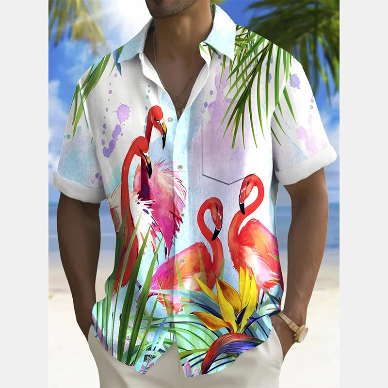 Camicie hawaiane casual con stampa 3D moda estiva da uomo Divertenti camicie con bottoni a maniche corte con grafica giraffa carina Trend Street Y2k