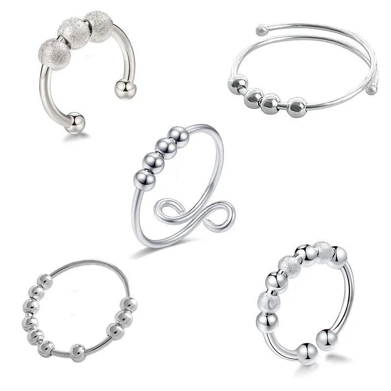 Anelli di ansia punk per donna uomo spirale Fidget perline anello gioielli di tendenza piacevole ruota liberamente anello in acciaio inossidabile antistress regalo
