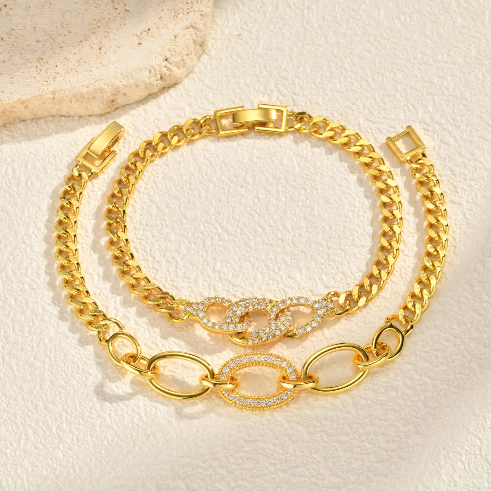 Women's Luxury Geometric Charm AAA Zircon Bracelet, Exquisite Gold Plated Metal Chain Bracelets, High Quality Jewelry Wedding
