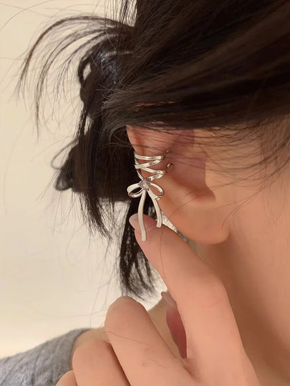 Orecchini con polsino dell'orecchio della farfalla rosa per le donne ragazze Fashion Bowknot No Piercing Clip orecchino Piercing finto Clip di balletto su gioielli
